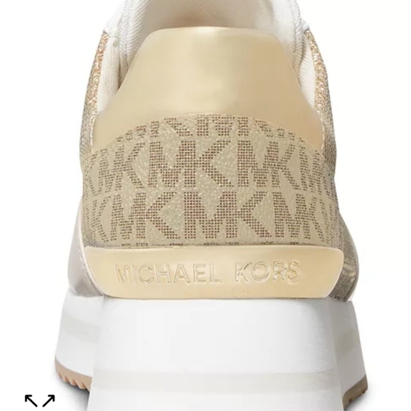 Michael Kors Monique Knit Trainer Lace-up Gold Sneakers -8.5 - Picture 3 of 8